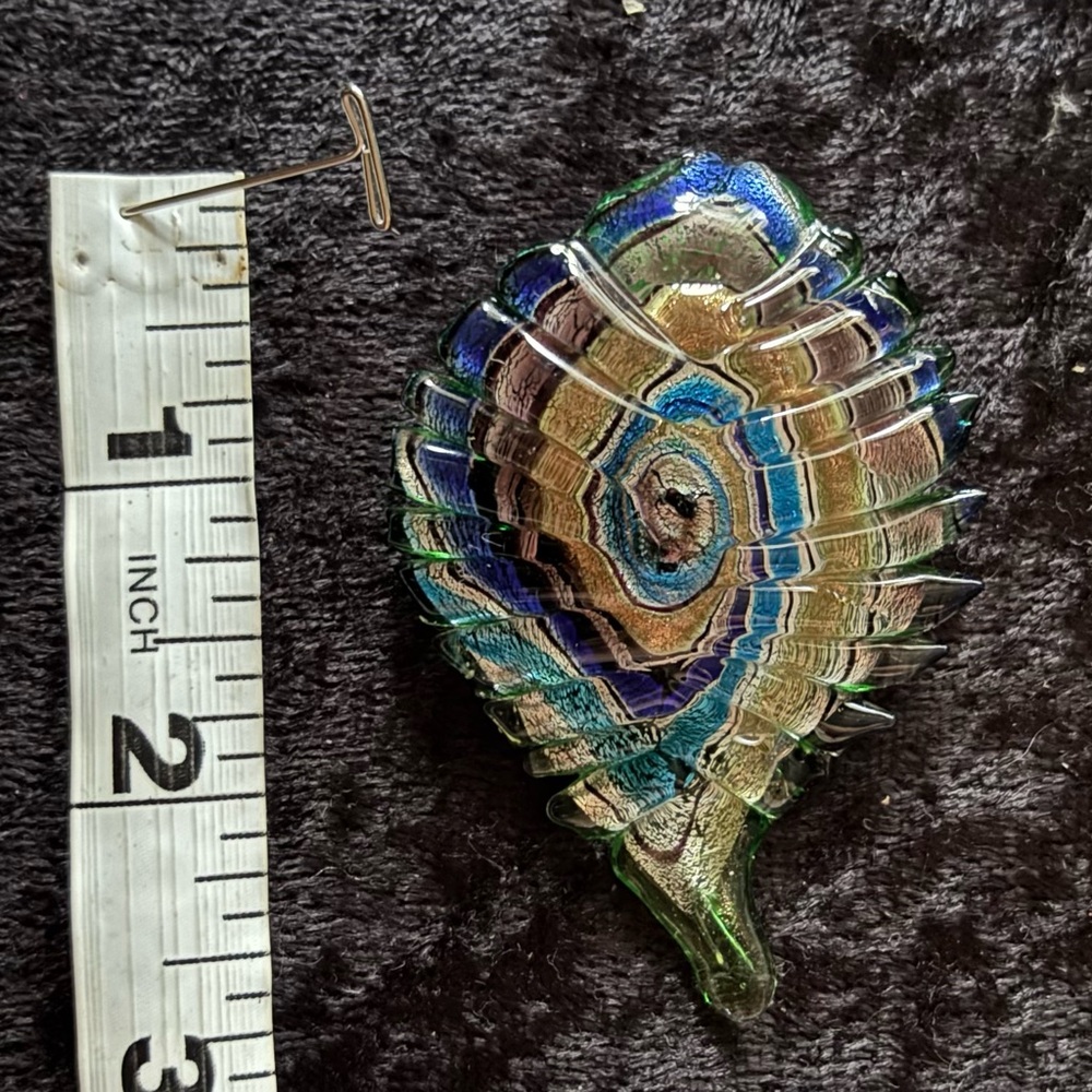 Handblown 3” Peacock Feather Glass Pendant